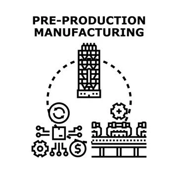 Pre production manufacturing process developing product creation concept Stock-Illustration