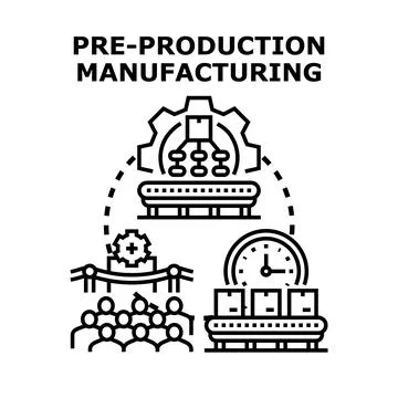 Pre production manufacturing process developing new product stage Illustrazione stock
