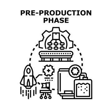 Pre production phase concept with development process icons 库存插图