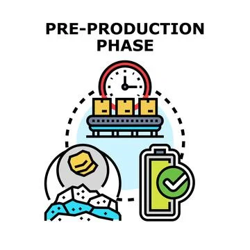 Pre production phase concept with planning and material readiness 库存插图