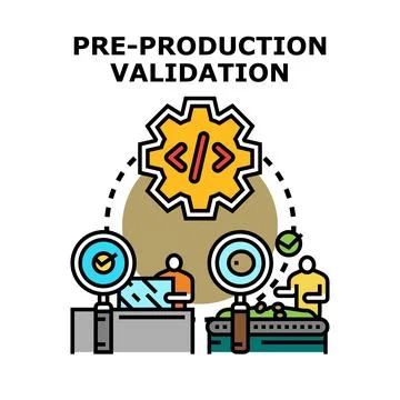 Pre production validation concept for product development Illustrazione stock