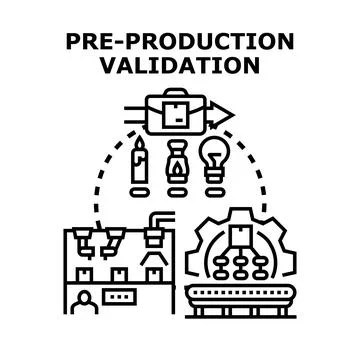 Pre production validation process and product development idea Stock-Illustration