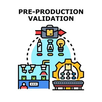 Pre production validation process and product development idea Stock Illustration
