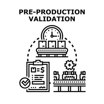 Pre production validation process ensuring quality and efficiency Stockillustratie