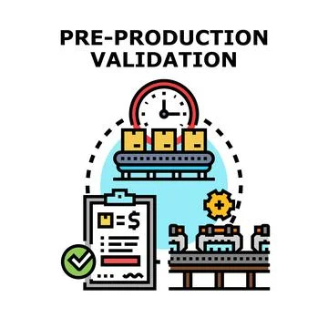 Pre production validation process ensuring quality and efficiency Stock Illustration