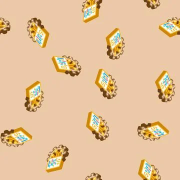Pre programmed features isometric icon seamless pattern Stockillustratie