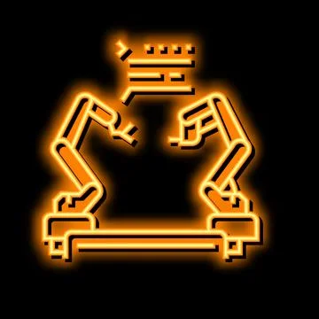 Pre-programmed robot neon glow icon illustration 스톡 일러스트