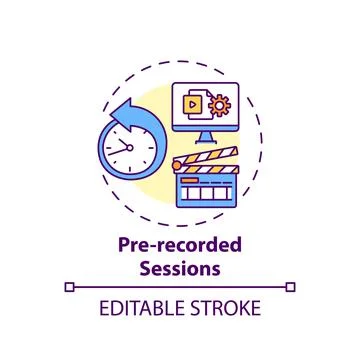 Pre-recorded sessions concept icon Stock Illustration