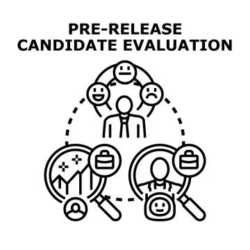 Pre release candidate evaluation concept with magnifying glass analyzing data 스톡 일러스트