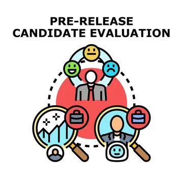 Pre release candidate evaluation concept with magnifying glass analyzing data Stock Illustration