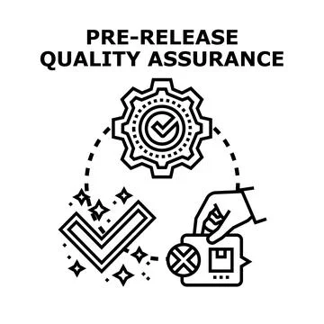 Pre release quality assurance process checking product quality Illustrazione stock