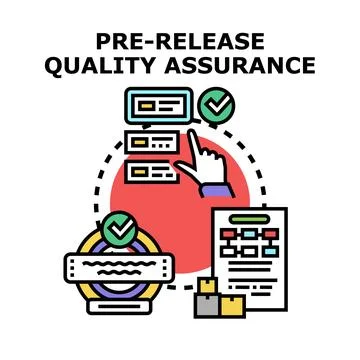 Pre release quality assurance process testing products Stock Illustration