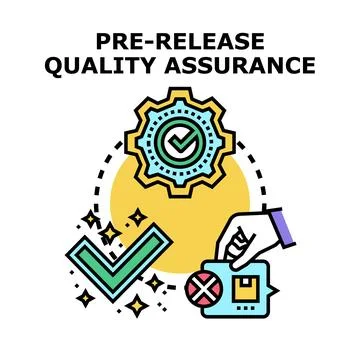 Pre release quality assurance process checking product quality Stock Illustration