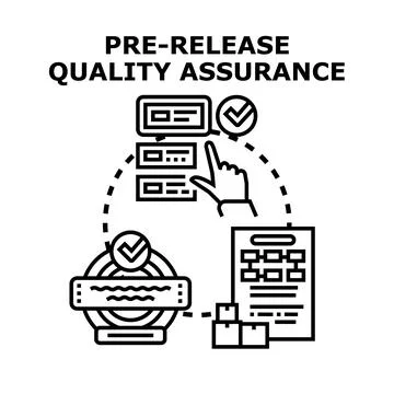 Pre release quality assurance process testing products Stock Illustration
