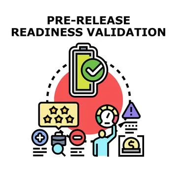 Pre release readiness validation concept developing process Stock Illustration