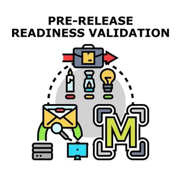 Pre release readiness validation process concept Stockillustratie