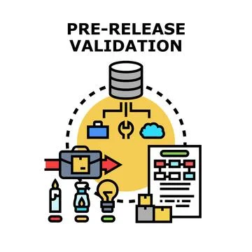 Pre release validation process for business development Stock Illustration