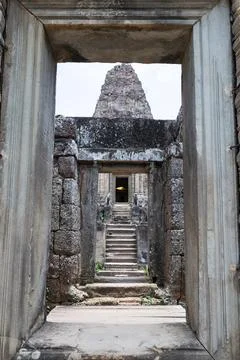Pre rup temple ancient architecture perspective through stone doorway Stock Photos