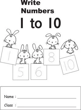 Pre school kids vector cartoon education activity topic  leaning numbers Stock Illustration