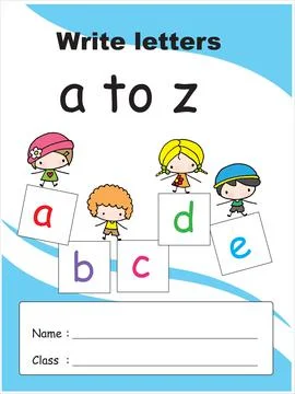 Pre school kids vector cartoon education activity topic  leaning abc book cover Stock Illustration