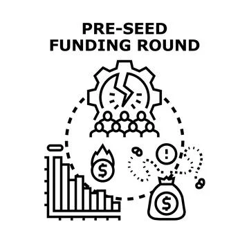Pre seed funding round for startup development and investment Stock Illustration