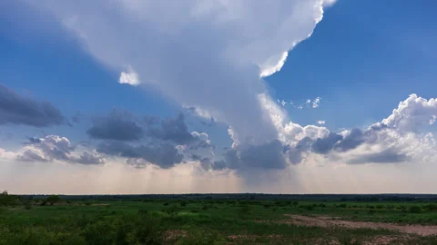 Pre-Storm Cumulus and Developing Supercell over Texas landscape Timelapse Video stock 244821852