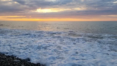 Pre Sunset Diagonal Wave Black Sea 4K Mute Vidéo 332424964
