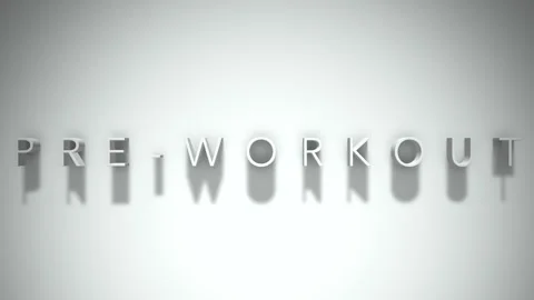 Pre-workout 3D title animation with shadows on a white background Stock Footage 297012700