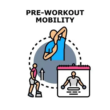 Pre workout mobility exercises improving body flexibility concept Stock Illustration