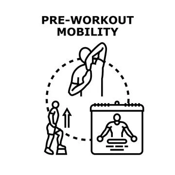 Pre workout mobility exercises improving body flexibility concept Stock Illustration