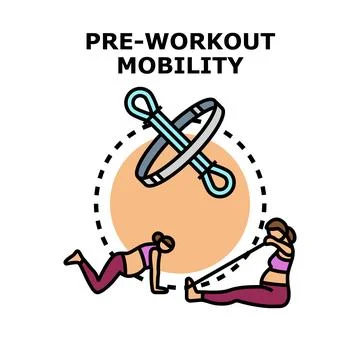 Pre workout mobility exercises using an elastic band Stock Illustration