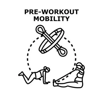 Pre workout mobility exercises using an elastic band Stock Illustration
