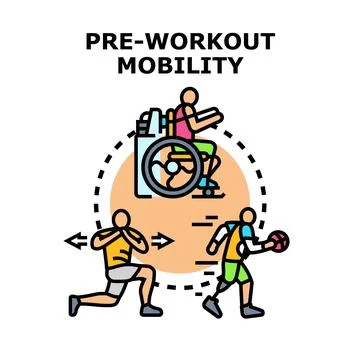 Pre workout mobility preparation for diverse athletic activities Stock Illustration