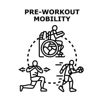 Pre workout mobility preparation for diverse athletic activities Stock Illustration