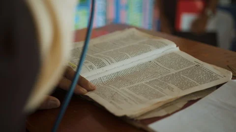 Preaching from Bible on Podium Stock Footage 128655715