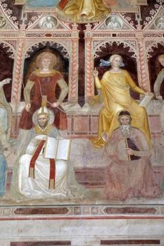 Preaching-St. Augustine, Arithmetic-Pythagoras, Sacred Sciences and Libera... Stock Photos