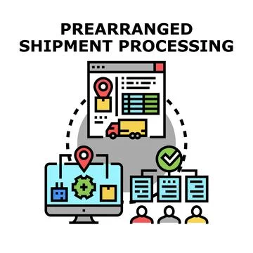 Prearranged shipment processing logistics management system concept Illustrazione stock