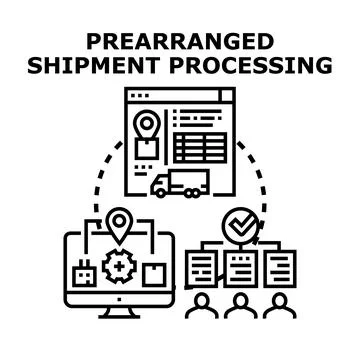 Prearranged shipment processing logistics management system concept Stock Illustration