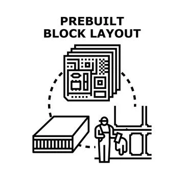 Prebuilt block layout concept building efficient modular systems Ilustración de archivo