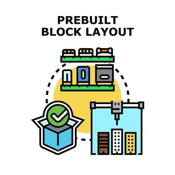 Prebuilt block layout concept with setup process Ilustración de archivo