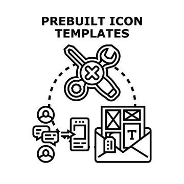 Prebuilt icon templates offering ready made creative solutions Stock Illustration