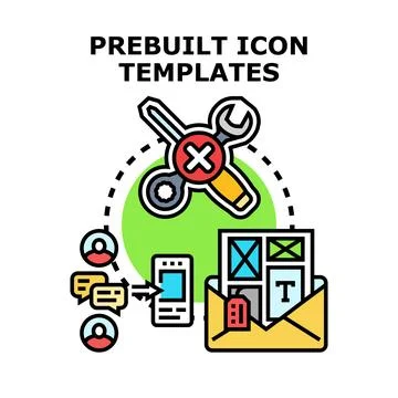 Prebuilt icon templates offering ready made creative solutions Stock Illustration
