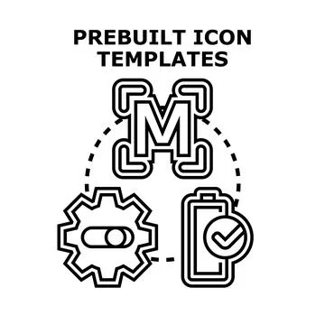 Prebuilt icon templates vector illustration concept line art Stock Illustration