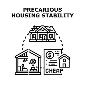 Precarious housing stability concept illustrating home insecurity Ilustración de archivo
