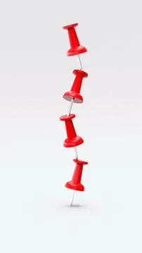 Precarious Stack of Red Thumbtacks Stock Illustration
