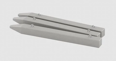 Precast concrete foundation piles with lifting loops rotation animation sea.. Stock Footage 335662604