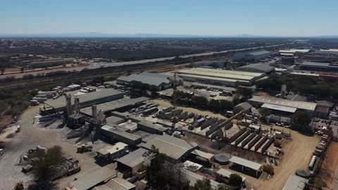 Precast Concrete Production Facility and Product Storage From Above Video stock 342604176