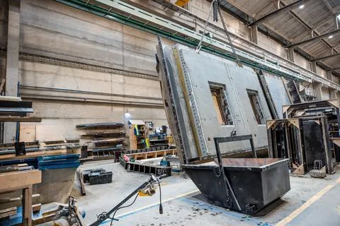 Precast concrete wall panel for construction building in factory Foto stock