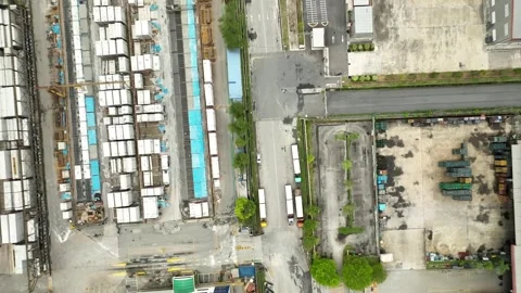 Precast Concrete Yard and Warehouse Industrial Site Aerial View Vídeos de archivo 337331154
