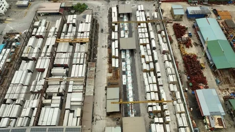 Precast Concrete Yard and Warehouse Industrial Storage Facility Stockbeeldmateriaal 337331192